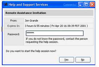 Help and Support Services Dialog