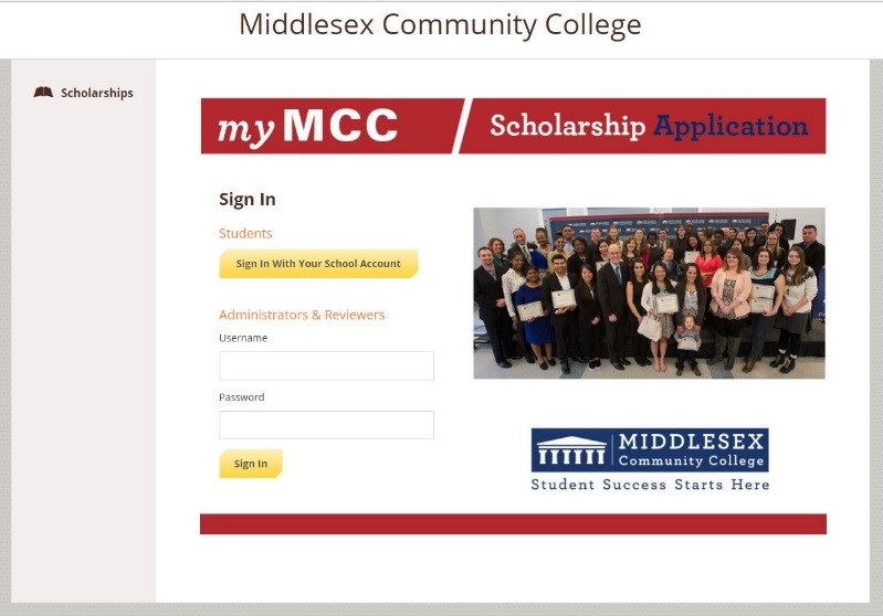 Screen Shot of Scholarship Application