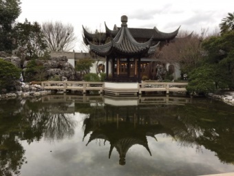 photo of building with pond